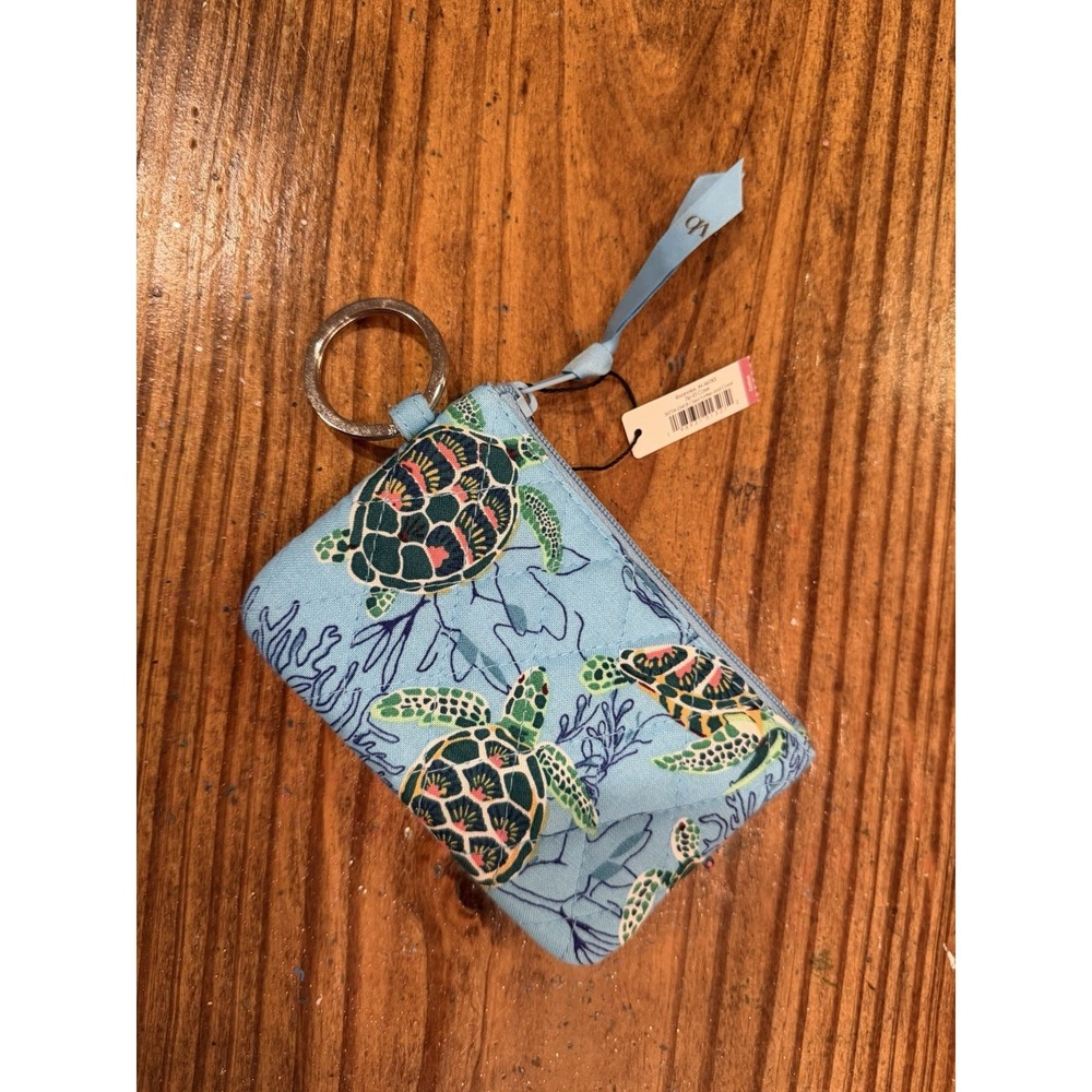 Vera Bradley Zip ID Case Sea Turtles And Coral New Blue - Picture 4 of 4